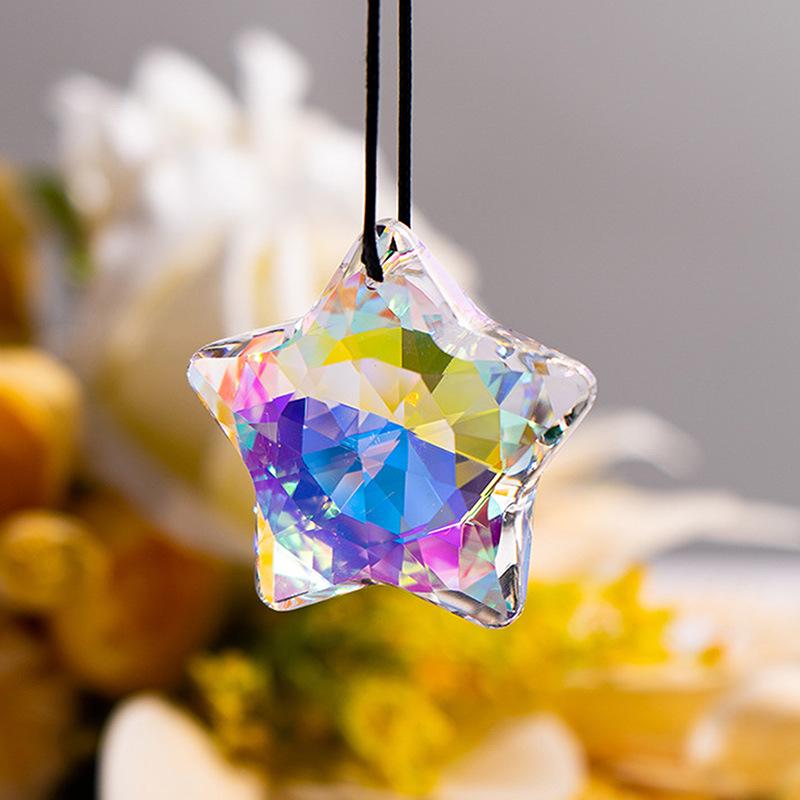 Seven-Color Crystal Glass Heart Ornament for Christmas Tree and New Year Decoration