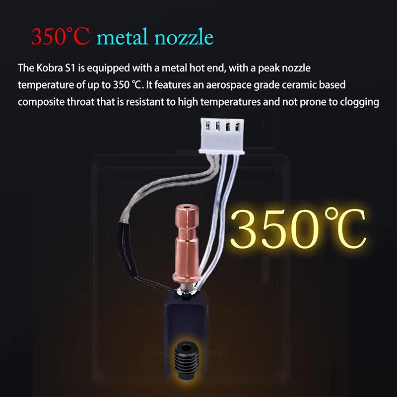 Kobra S1 Upgraded Hardened Steel Ceramic Hot End Kit S1C 3D Printer 24V 48W 200K Rapid Heating 300℃ For Kobra S1 Hotend Ceramic