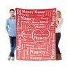 Personalized Custom Name Blanket Flannel with Gradient Green Heart Name Design All Season Luxury Gift for Christmas Gift