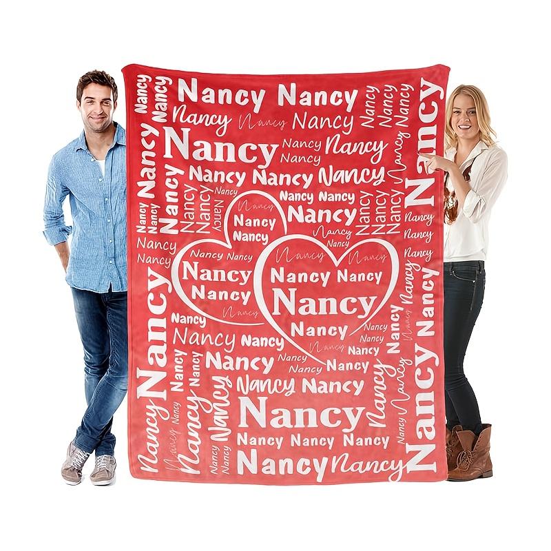Personalized Custom Name Blanket Flannel with Gradient Green Heart Name Design All Season Luxury Gift for Christmas Gift