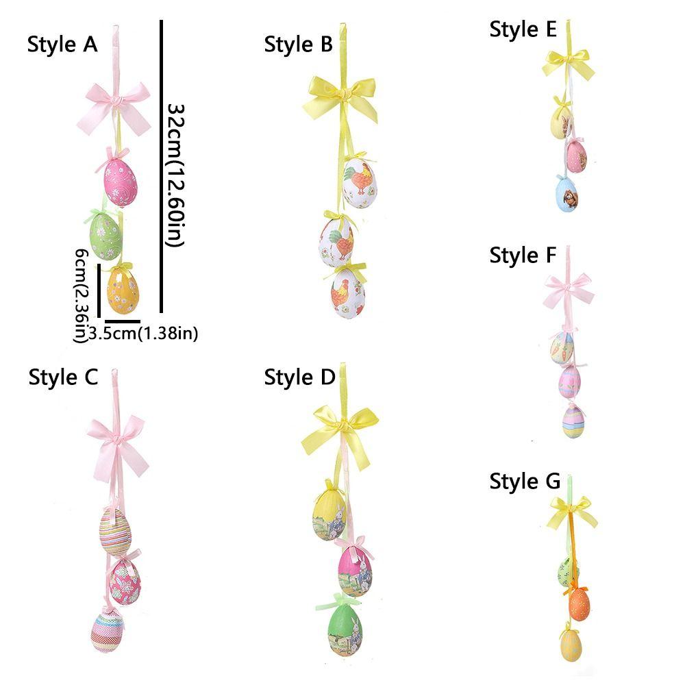 Painted Easter Eggs Hanging Pendant DIY Crafts Easter Tree Decor Colorful Eggs String  Home Decor