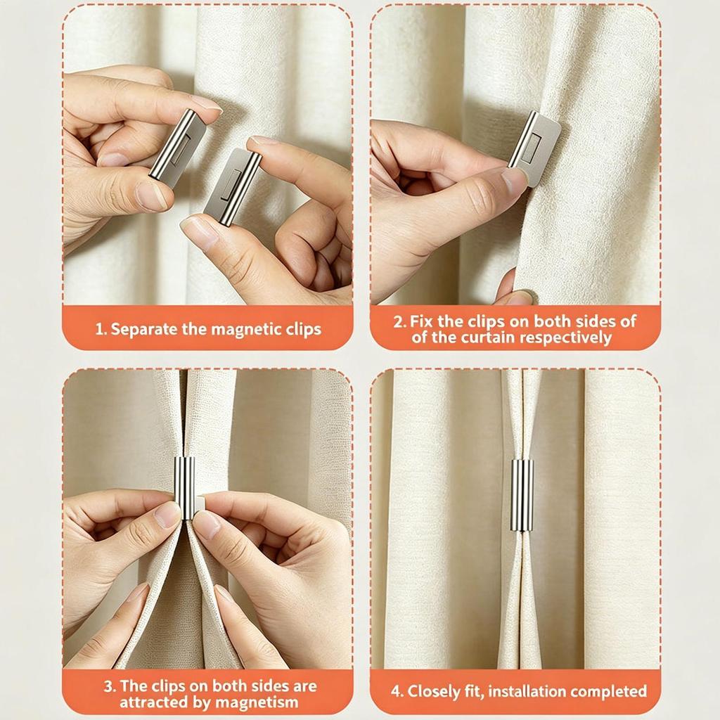10 Paia di Clip Magnetiche per Tende, Fissaggi per Tende Senza Foratura, Design con Potente Tenuta Magnetica per Tende di Soggiorno/Camera da Letto/Patio