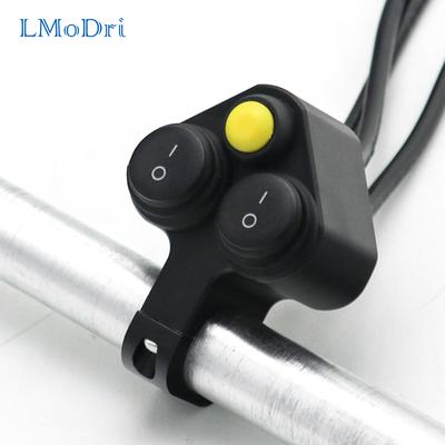 LMoDri Universal Aluminium Motorcycle Handlebars Switch 22mm 12V Handlebar On Off Button Fog Brake Light Switch