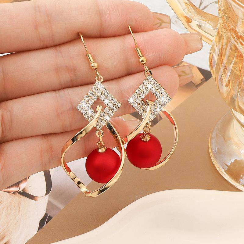Earrings Earrings Silver Needle Ear Buckles Premium Earrings Red Cherry Design Stud Earrings Wholesale