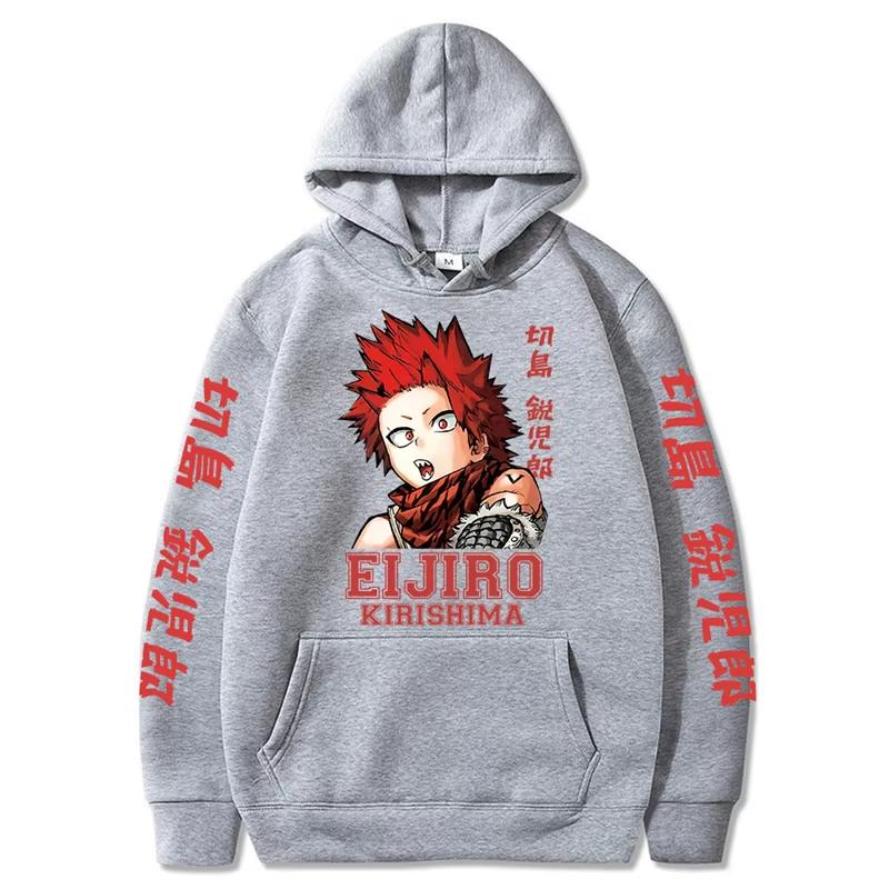 Kawaii Eijiro Kirishima My Hero Academia Herenkleding Harajuku Sweatshirts Anime Prints Capuchon Herfst Winter Streetwear