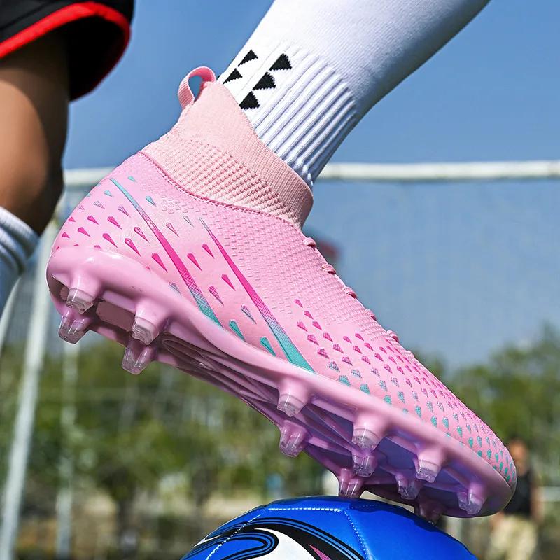 Rote Herren Fußballschuhe Outdoor Training Fußballplatz Stollen Mann Schnürung Anti-Rutsch Herren Fußballschuhe Society botas de futbol