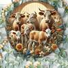 Iron Wall Art Farm Animal Metal Sign Home Decor Rustic Circular Art