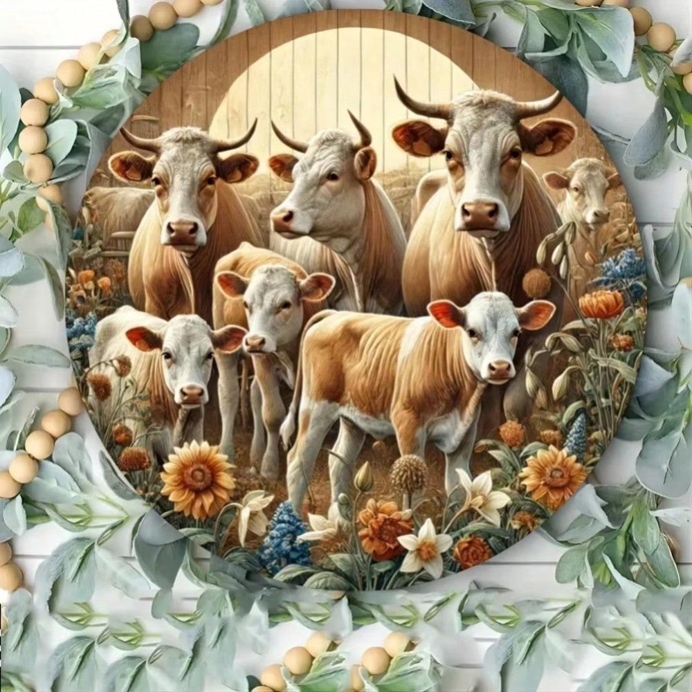 Iron Wall Art Farm Animal Metal Sign Home Decor Rustic Circular Art