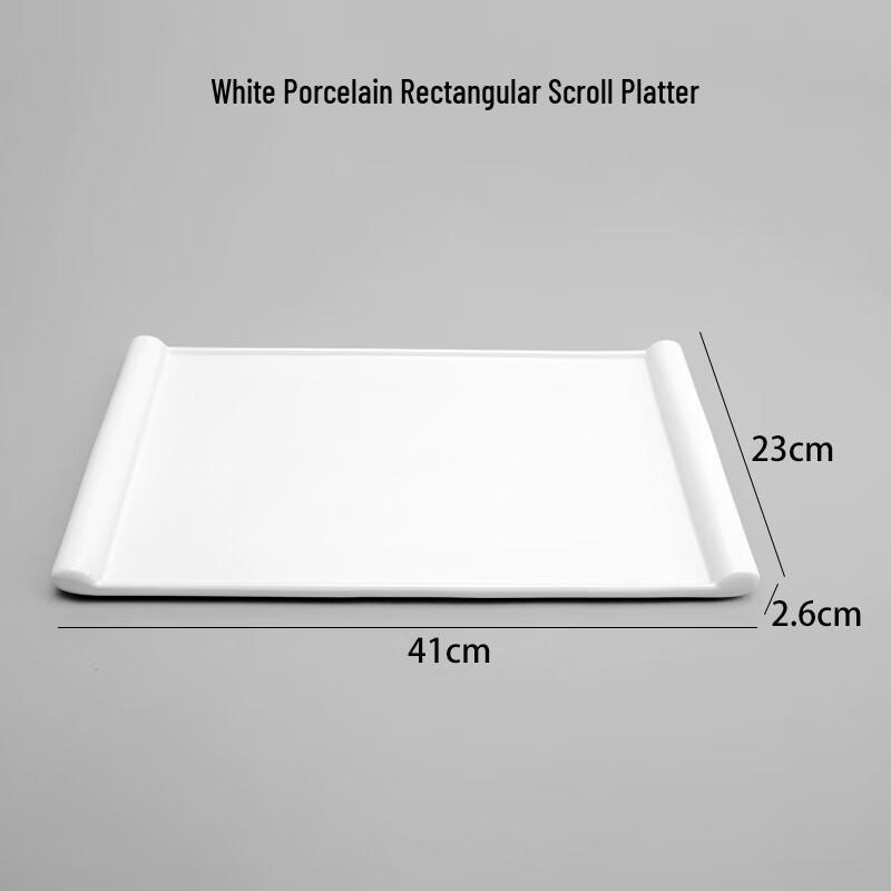 Nordic Ceramic Rectangular Serving Platter with Sauce Compartment