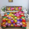 Geometric Duvet Cover Set Colourful 3D Design Polyester Comforter Cover Bedding Set King Queen Twin Full Size For Kids Teens Boy