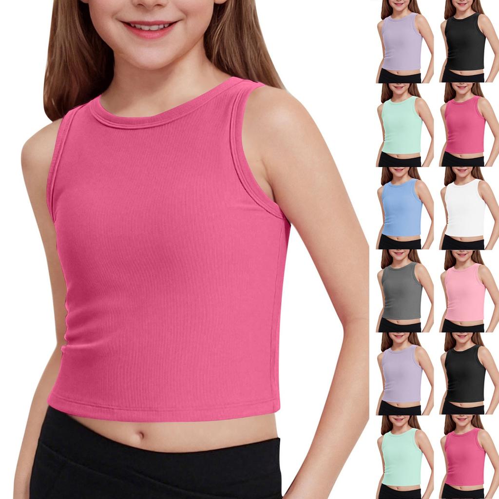 Girls' Ribbed Tank Top - Sleeveless Cotton Camisole