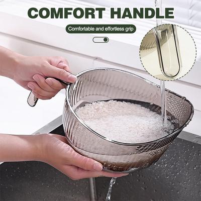 Colador de arroz de plástico, cesta de drenaje de cocina con asas, tazón de arroz, cesta coladora, desagüe de fregadero, accesorios de cocina