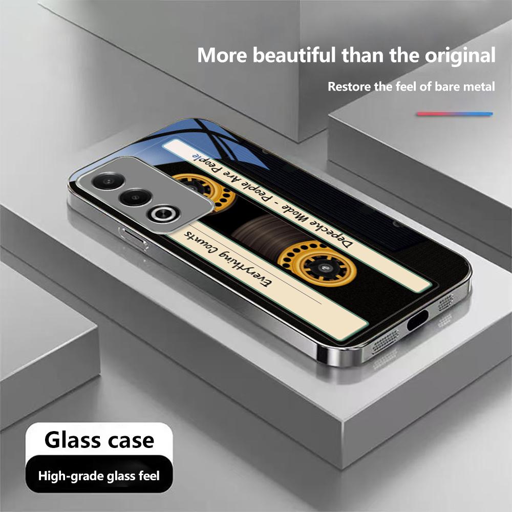 N203 Oryginalne Retro Kaseta Magnetofonowa art Etui na Telefon dla iPhone 16 15 Pro Max 8 Samsung S24 S23 A54 A35 Redmi Note 13 12 Platerowana Ramka Szkło Hartowane Pokrowiec