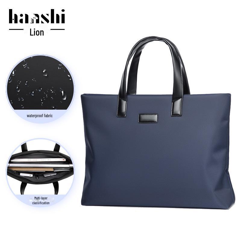 

Водонепроницаемый портфель из ткани Оксфорд для мужчин и женщин: Повседневная сумка для документов или ноутбука, идеально подходит для поездок на работу или конференций.