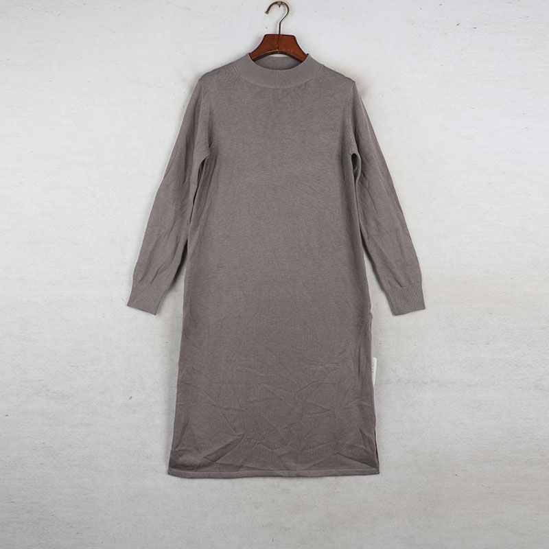 Sunshine House Autumn and Winter New Arrival Export Japanese Single Women's Round Neck Long Sleeves Knitting Dress Sweater Slim Looking