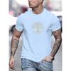 Men's Summer 100% Pure Cotton Fashionable Casual Sports Wide Pine Pattern Printed Sports Round Neck Short Sleeved T-shirt Top