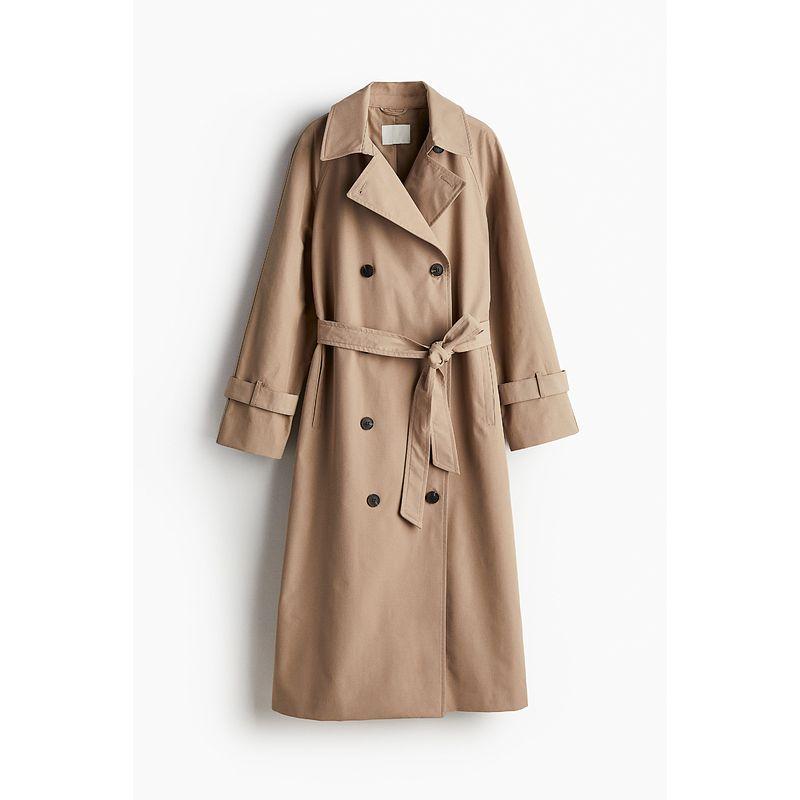 

Женский ветрозащитный плащ HM Осеннее свободное двубортное пальто средней длины Длинный тренч Верхняя одежда Женский 1115204 Beige 007 155/76