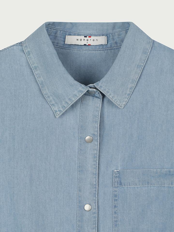 HANGTEN Women'S Denim Crop Shirt_273(10570-120-403-10)