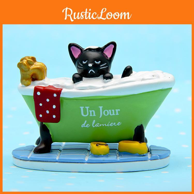 Katze Schwarz Baden in der Badewanne Harz Ornament für Zuhause Geschenke Styling