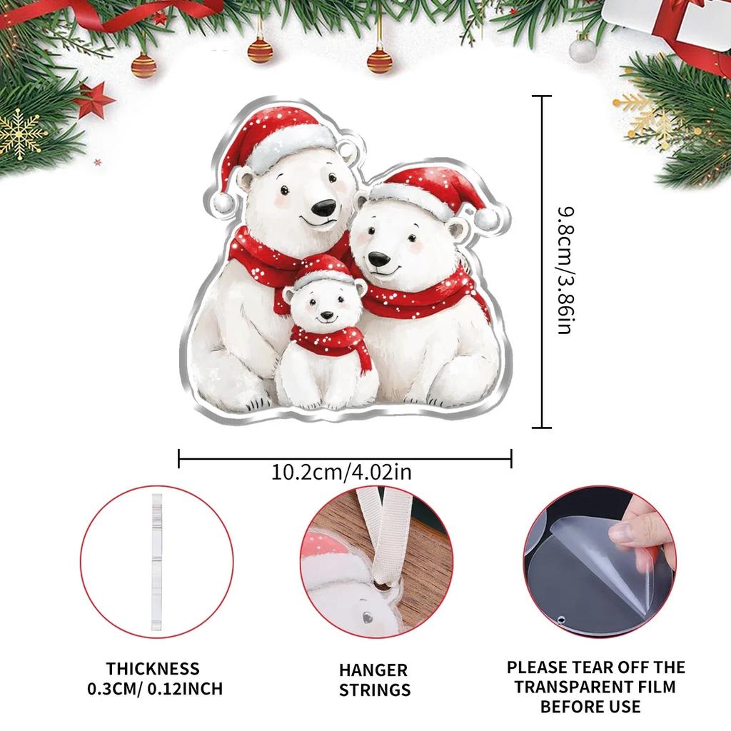 Cartoon Bear Christmas Pendant Ornaments Cute Polar Bear Panda Xmas Tree Hanging Pendant Decoration Home Car Decor Navidad Gifts