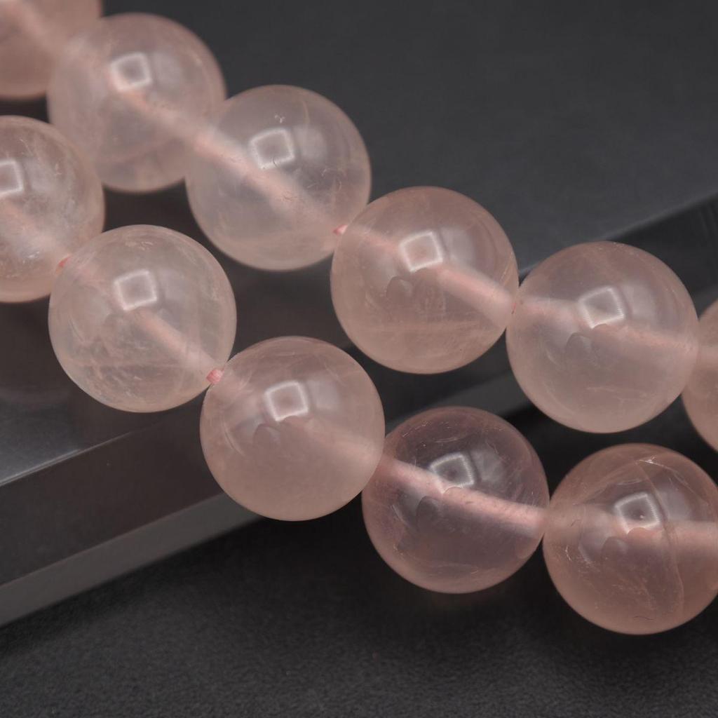 Used X610 Rose Quartz 10mm Bead GSILVER Engraved Necklace Design Silver Color