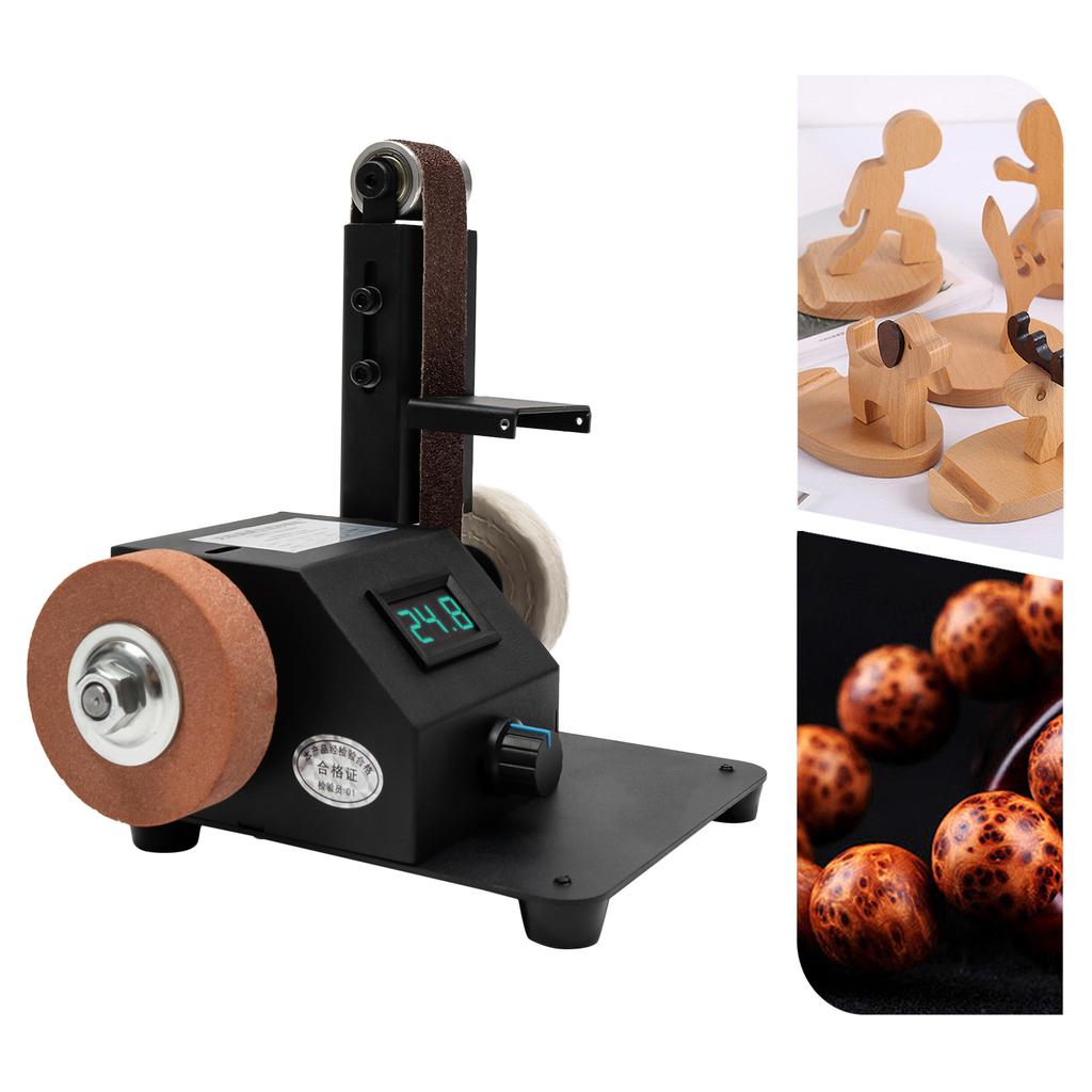350W Electric Mini Belt Sander, Infinitely Adjustable Speed Benchtop Polishing Sander with 10PCS Abrasive Belt & Digital Display