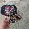 Sparkly Colorful Sequined Baseball Cap Breathable Mesh Back Adjustable Size for Beach Holiday Travel Wear
