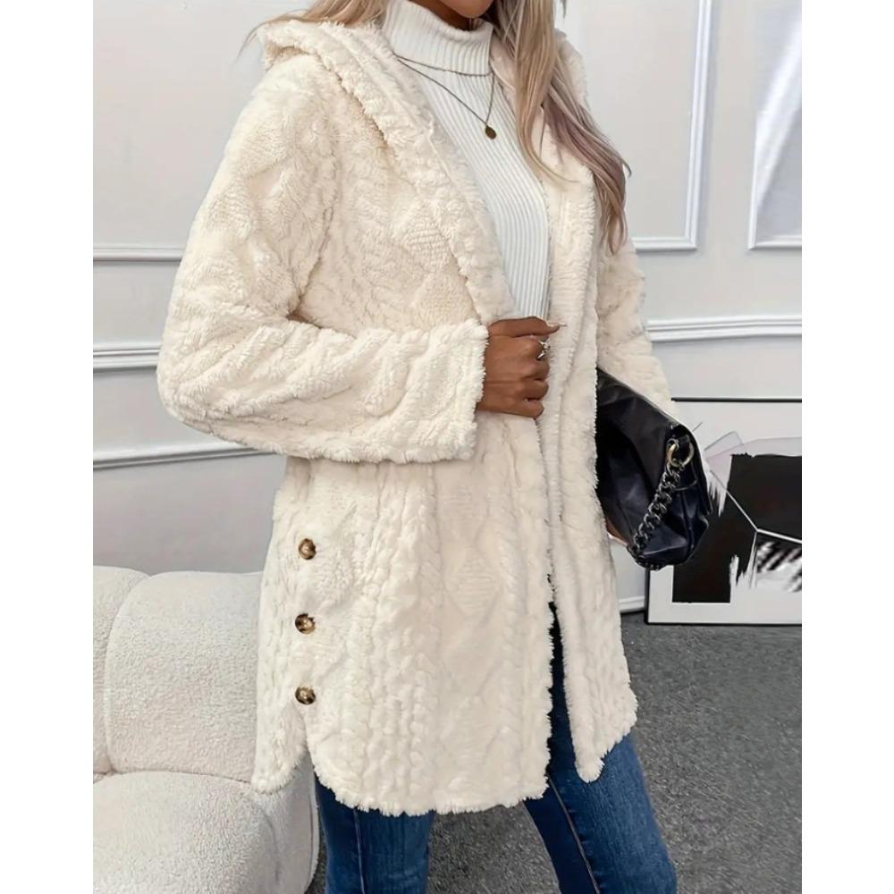 Women's Hooded Long Sleeve Cardigan Regular Fit Urban Style Fleece Coat Casual Jacket