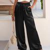 Women’s Wide Leg Satin Pants High Waist Drawstring Loose Fit Lightweight Trousers for Casual and Lounge Wear