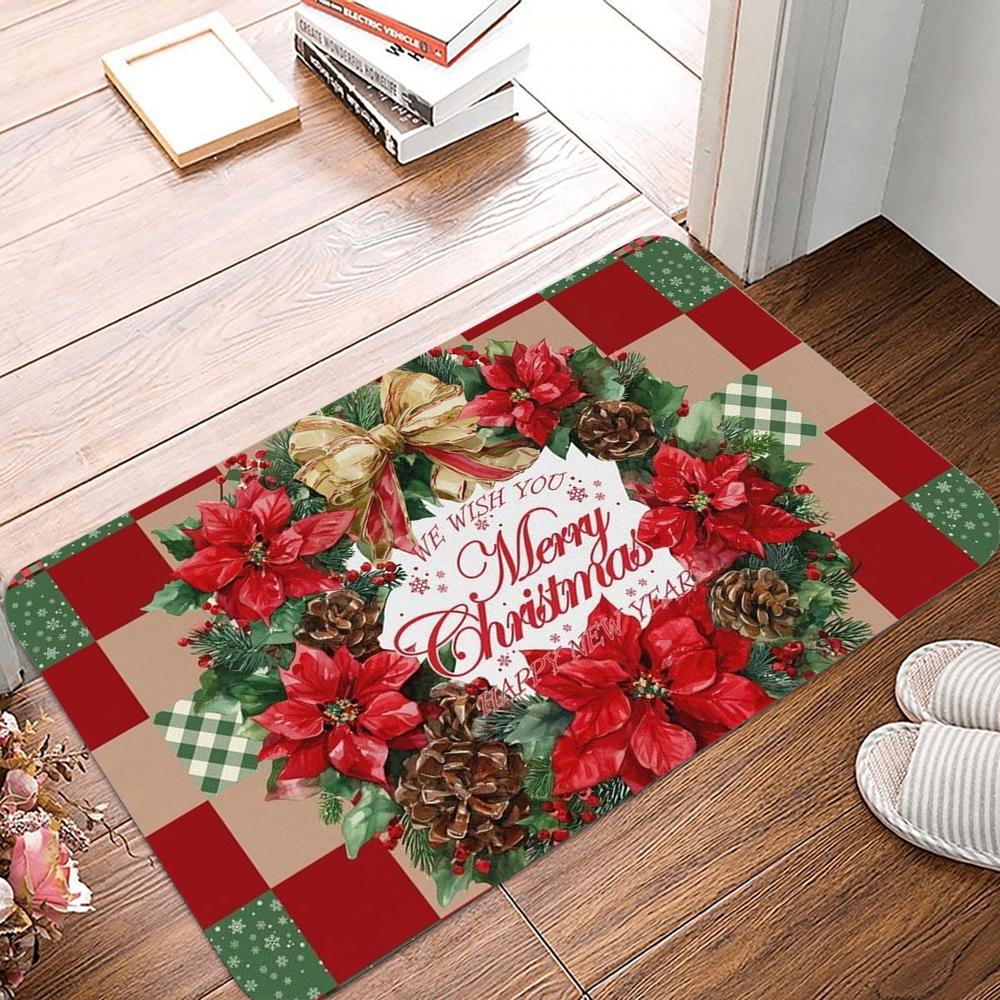 

Christmas Welcome Entrance Doormat Home Decor Carpet Indoor Outdoor Floor Mat Living Room Bedroom Bath Kitchen Rug 40x60CM