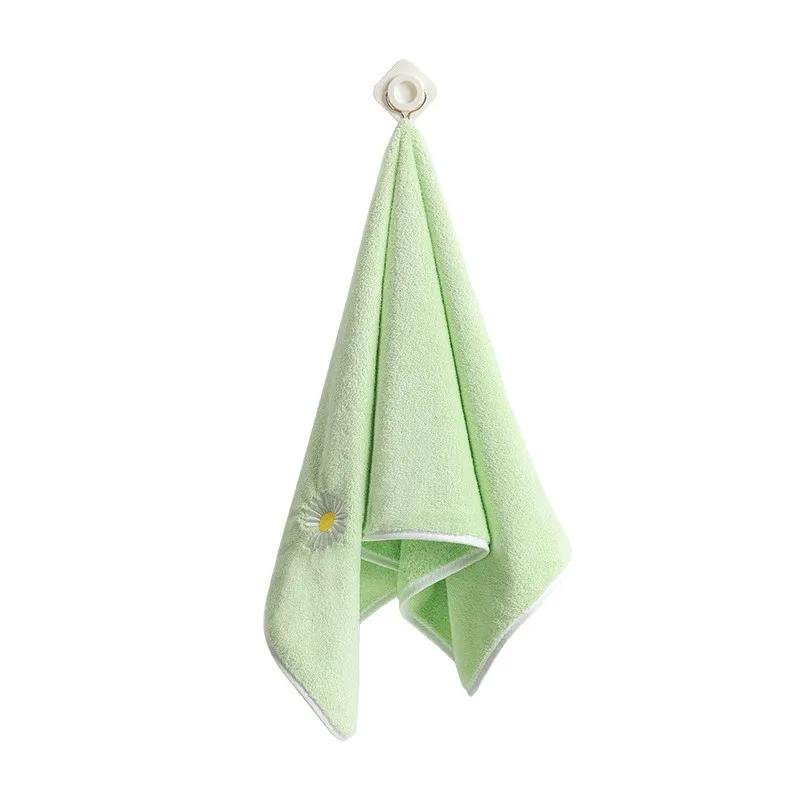 

34x74 см з м’якого коралового флісу з вишивкою «Ромашки» з високою вбираючою здатністю для миття рушників для ванної кімнати. 34x74cm&1pc зелений