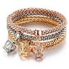 3 Pcs/Set Crystal Owl Crown Charm Bracelets&Bangles 3 Color Rose Gold Color Elephant Anchor Pendants