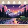 2D Plane, Under the Magical Starry Sky, a Camp Paradise, Suitable for Indoor and Outdoor Background Fabric, Polyester Fiber