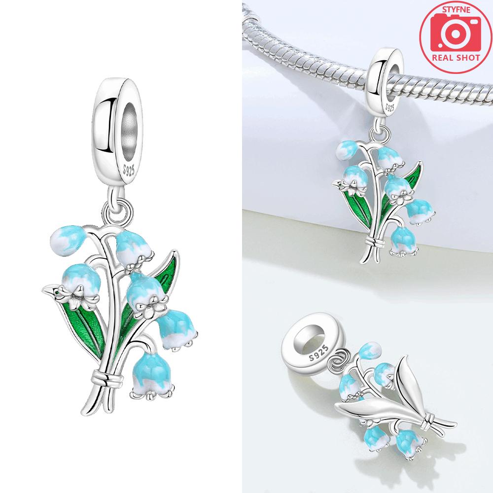 Purple Iris Blue Anemone Pendant Heart Tulip Originalcopper Bead Fit Bracelet Diy Fine Gift Women Jewelry Accessory