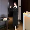 French Vintage Corduroy Suit Women's Autumn Contrast Doll Collar Short Coat + Slimming Half Length Skirt Two-piece Set