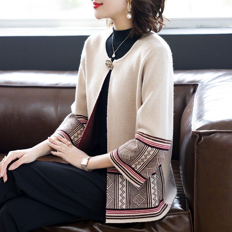 Spring Autumn Women's Knitted Cardigan Sweater Thin Loose Plus Size Knitted Cardigan Jacket Open-front Knitted Coat