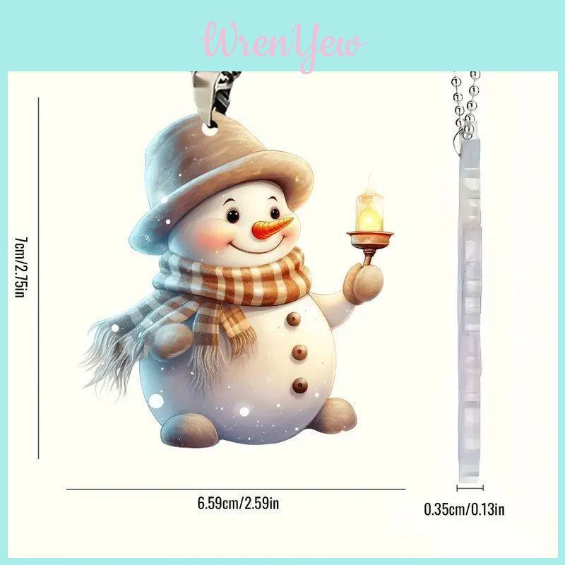 Christmas Cute Handheld Candle Snowman Pattern Acrylic Pendant For Holiday Decor And Gift Idea