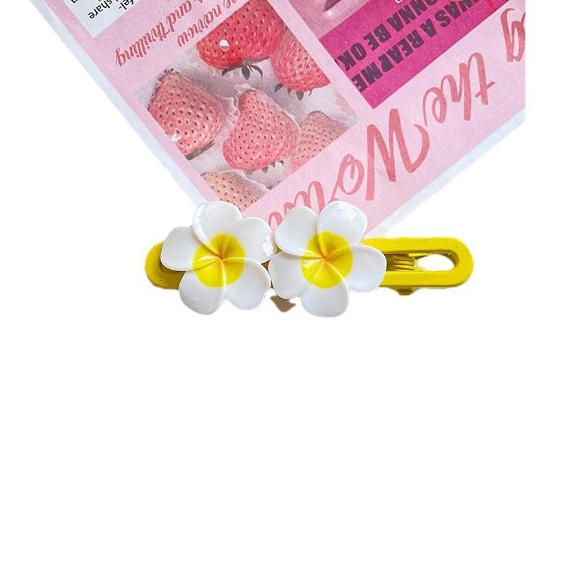 Yellow Plumeria Bangs Hair Clip Cute Broken Hair BB Clip Hair Accessory Girly Fresh Flower Duckbill Clip Hairpin