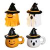 330/480ml Halloween Ghost Elf Mugs 3D Creative Cute Ghost Design with Adorable Pattern Ceramic Coffee Mug with Lid