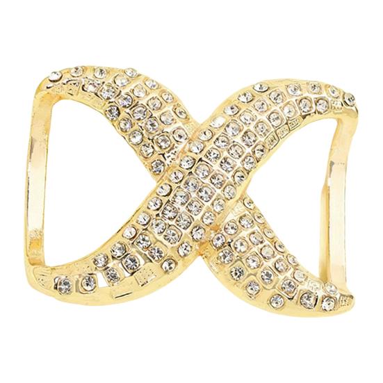 Scarf Rings for Women X Shaped Scarf Buckle Rhinestone Shawl Slide Pin Clip