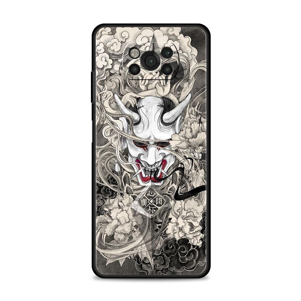 Cover For Xiaomi Poco X3 X4 NFC M3 M4 Pro 5G Mi 11 lite 11T 9T 12 10T 11E Note10 Phone Case Japan Samurai Oni Mask