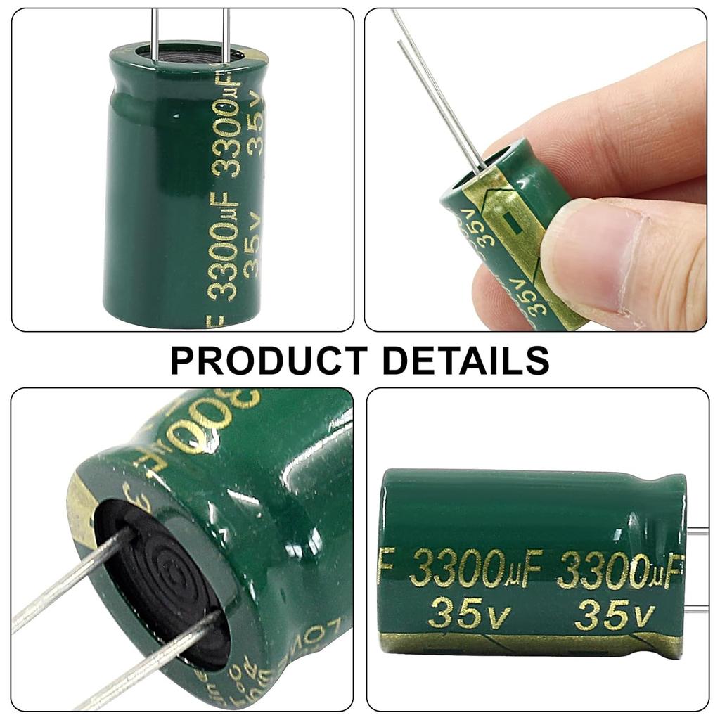 Murtenze 20Pcs 35V 3300UF Capacitor, 16X25mm Aluminum Radial Capacitor High Frequency Electrolytic Capacitors for TV, LCD Monitor
