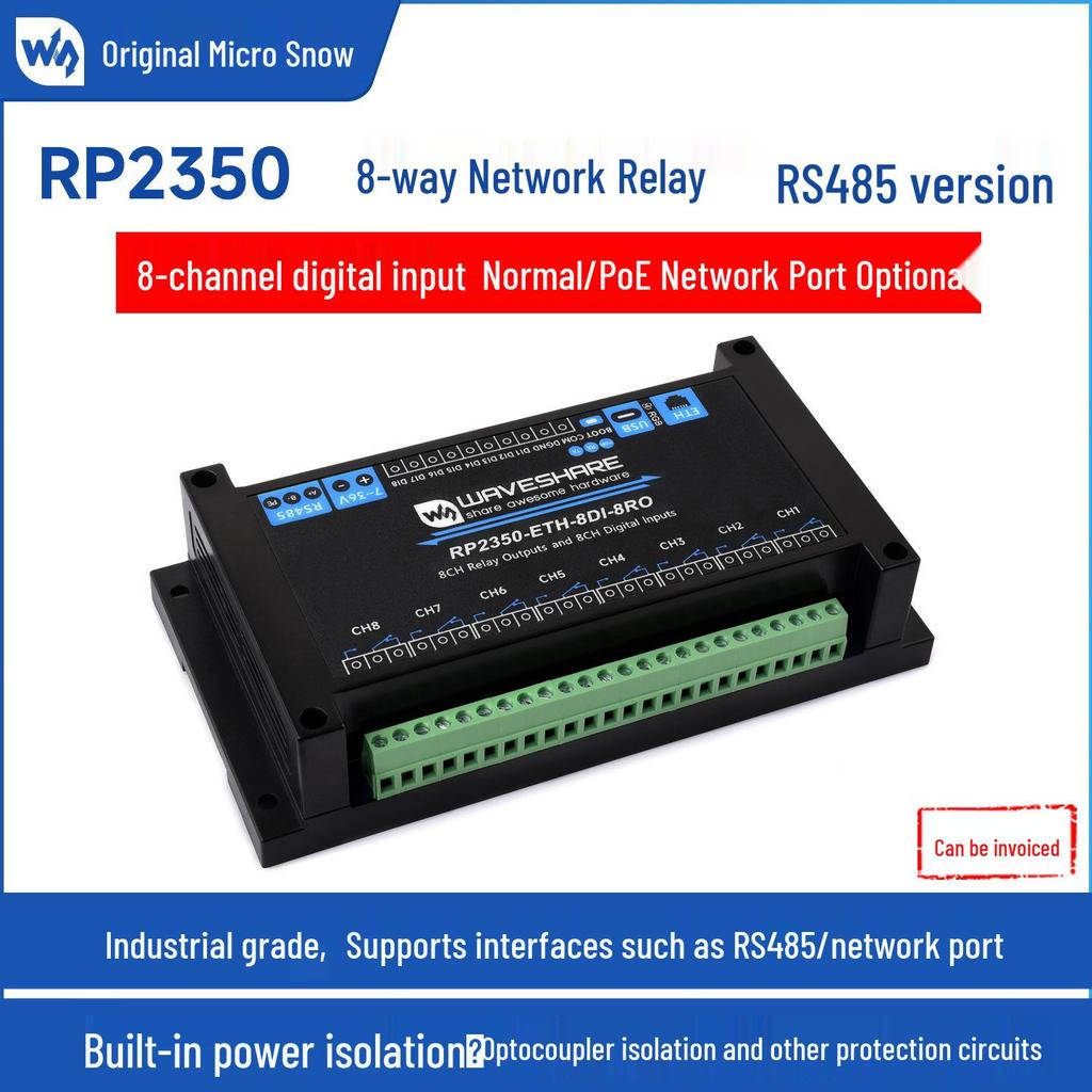 RP2350 Dual-Core 8-Channel Industrial Control Board with Isolated Digital Input
