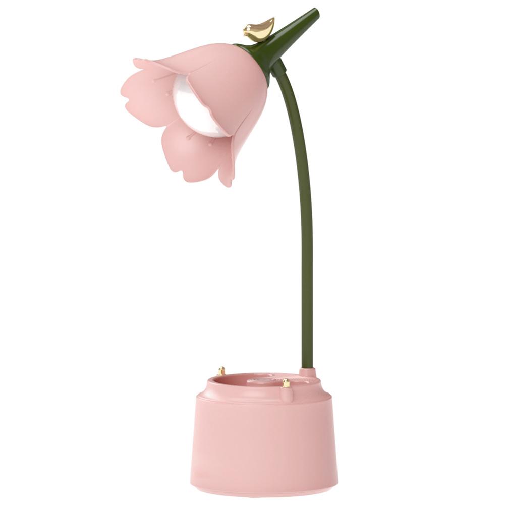 Cute Flower Reading Lamp with Phone Holder Student Dormitory Bedside Lamp Touch Switch 3 Level Dimming for Bedroom Living Room