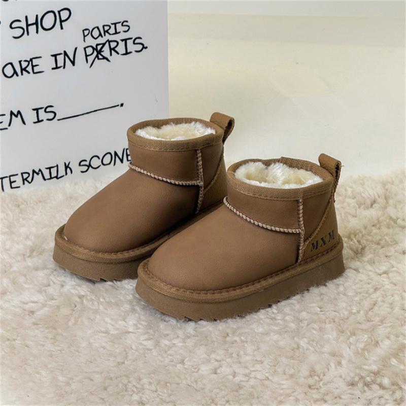 

Winter Children Snow Boots Leather Waterproof Warm Fur Rubber Sole Non-slip Boys Girls Boots EU 26-37 37 верблюд
