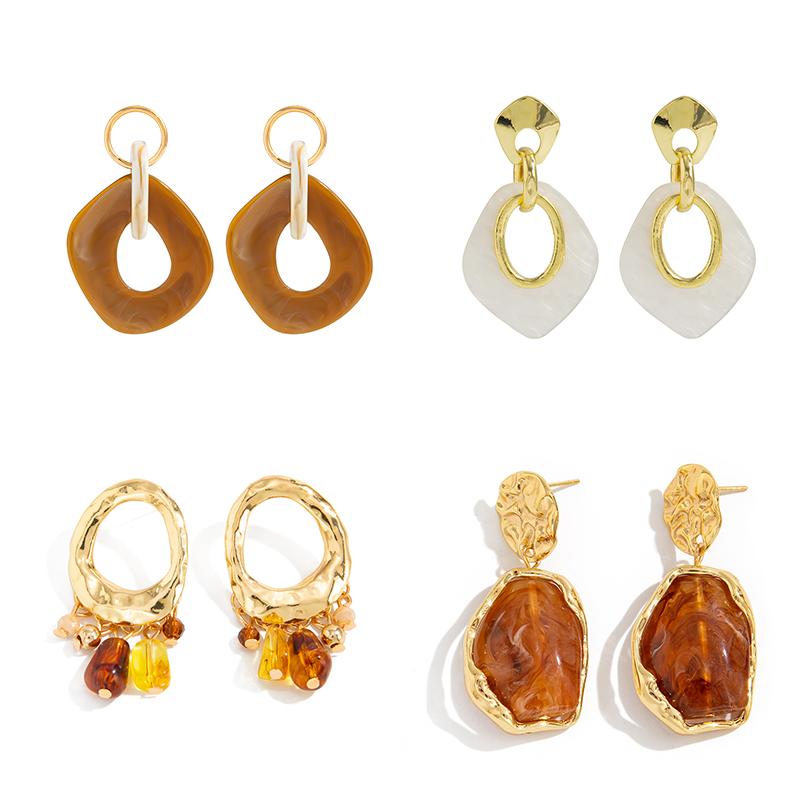 Ingemark 5 Styles Creative Irregular Acrylic Square Drop Earrings Set for Women Elegant Vintage Piercing Earrings Party Jewelry