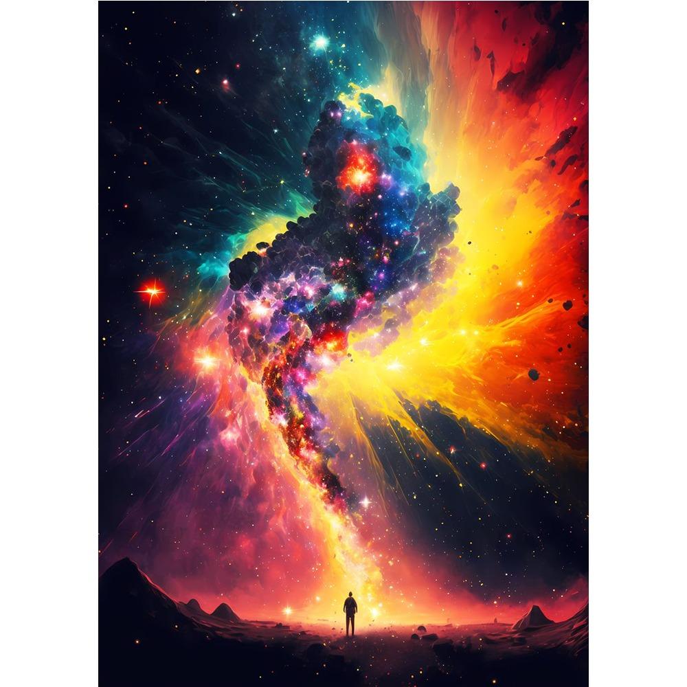 

Красочный космический астронавт исследует Луну, постер и печать на холсте, картины планет, современное настенное искусство для гостиной, домашний декор 21*30cm No Frame