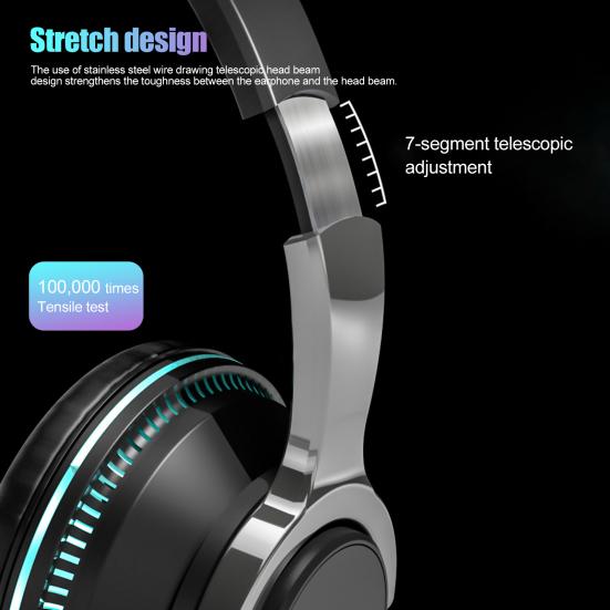 H2 Over Ear Wireless Headphones Bluetooth-compatible 5.1 Stereo Foldable Stretchable Headset Multicolor