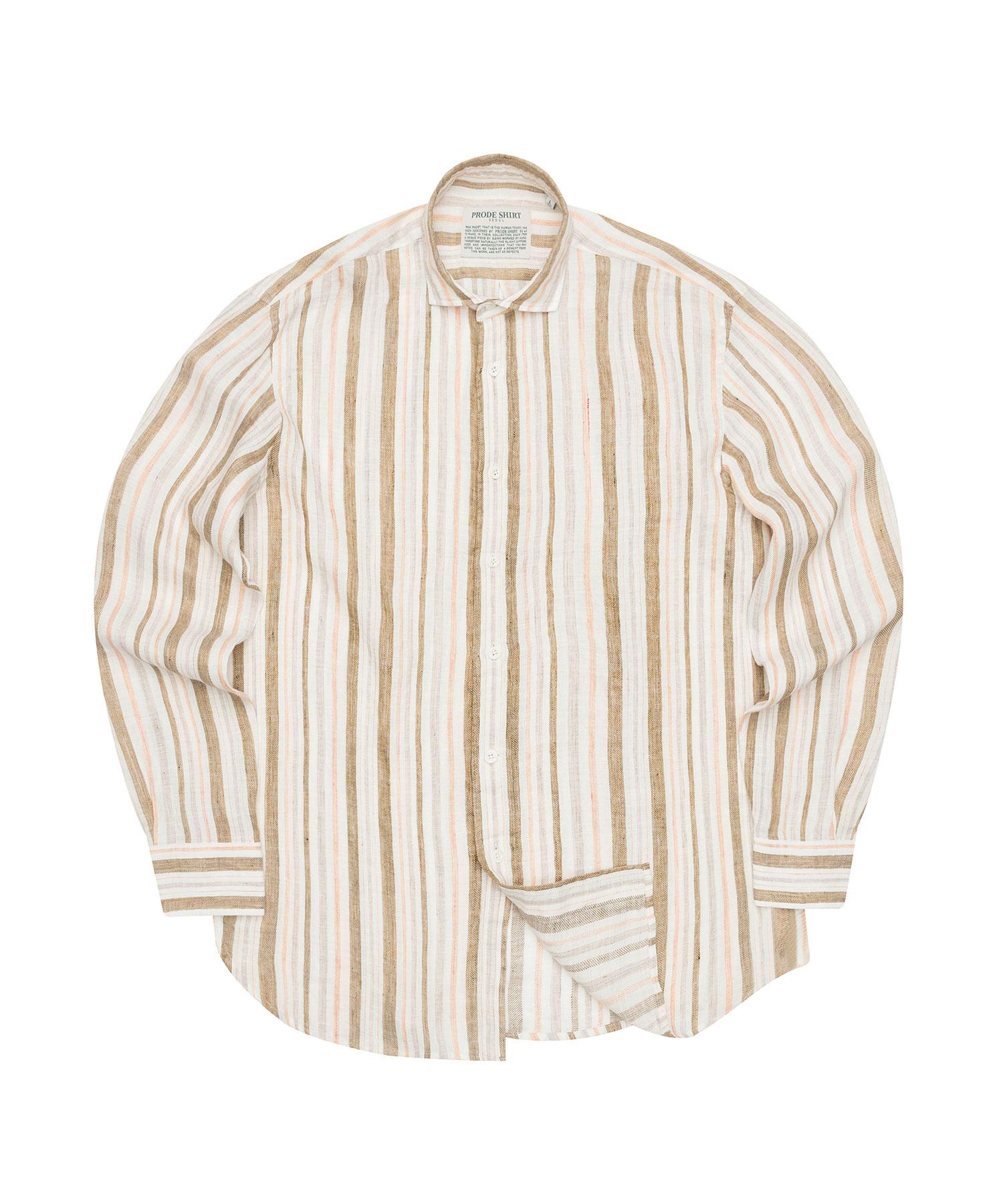 Prod Рубашка Мальта Полосатая Льняная Рубашка (коричневый) Striped Brown/M(48)