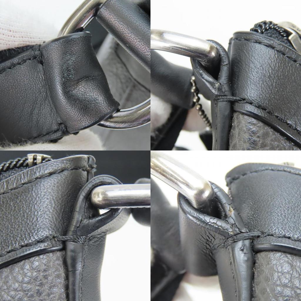 Used COACH Shoulder Bag F71431 leather Dark gray black simple
